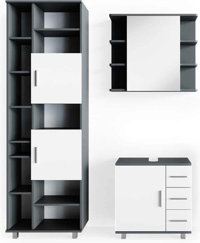 Vicco Badkamermeubel set Ilias, Antraciet, 3-delig