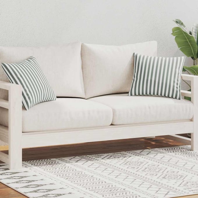 vidaXL - Buitenkussens - 45x45 - cm - gestreept - grijs - 2 - st