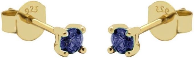 Karma Oorbellen Round Sapphire Blue Zirconia 2 mm Goud
