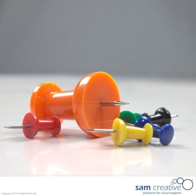 Sam Creative - Prikbord kurk - Punaise - Jumbo - Oranje - 8 stuks