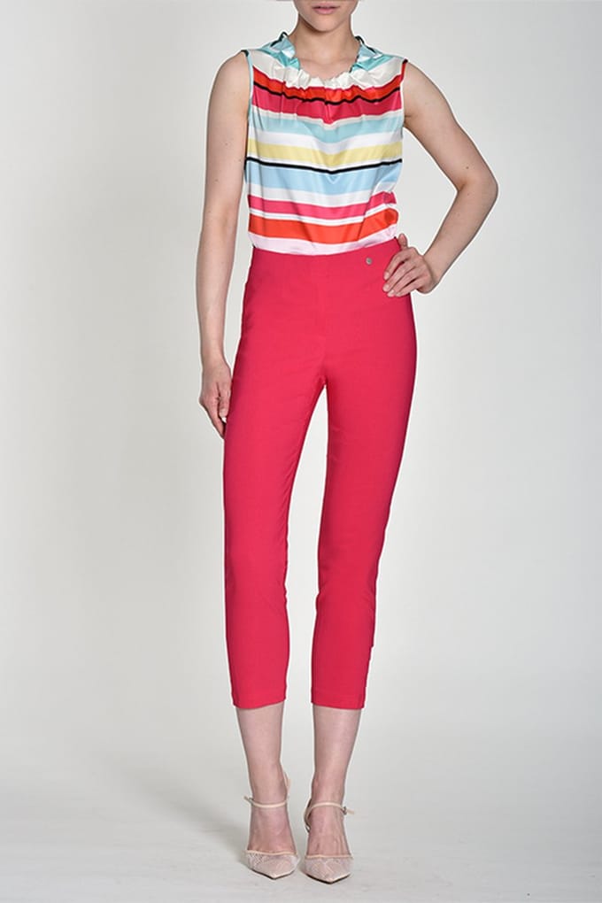 Robell Lena09 Dames Comfort Stretch 7/8 Pantalon - Rood - Maat36