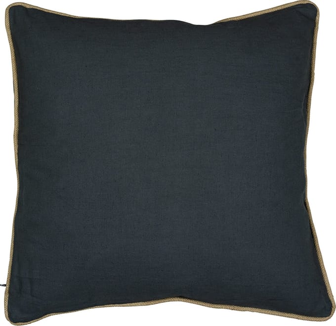 kussen donkergrijs met jute bies 55x55cm*