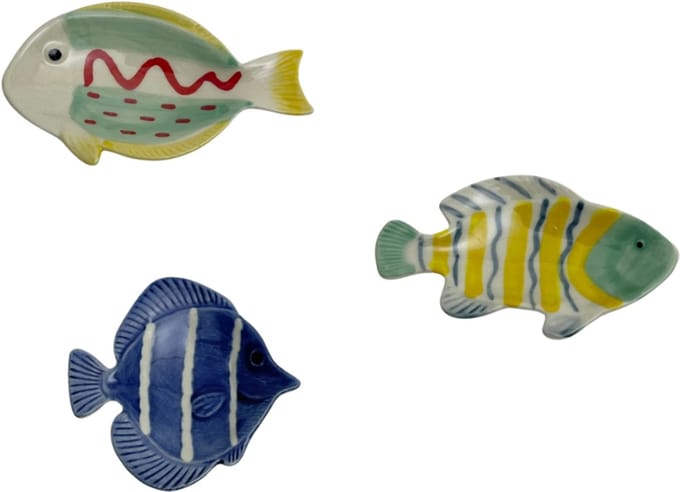 Bazardeluxe Barbotine Schaaltjes - Set van 3 stuks - Clownvis, Gele vis, Blauw vis - Multi