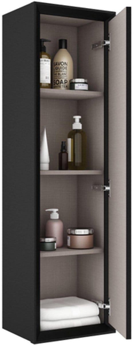 FugaFlow Eccelente Arredo Hoge Kast - 120x34.5x34.5cm - 1 deur - mat zwart - MDF