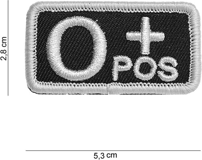 Embleem stof Bloedgroep O+ zwart
