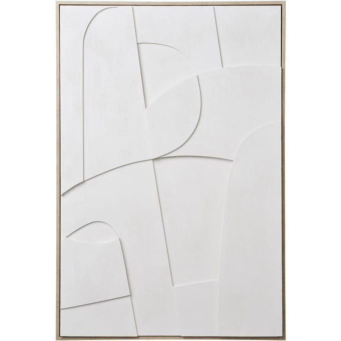 House Nordic Schilderij Madeline Relief - Canvas Wit A - 60x90cm