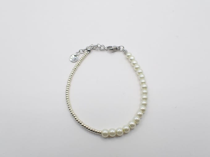 Colure® armband glasparels 6mm off-white zilver Miyuki combinatie