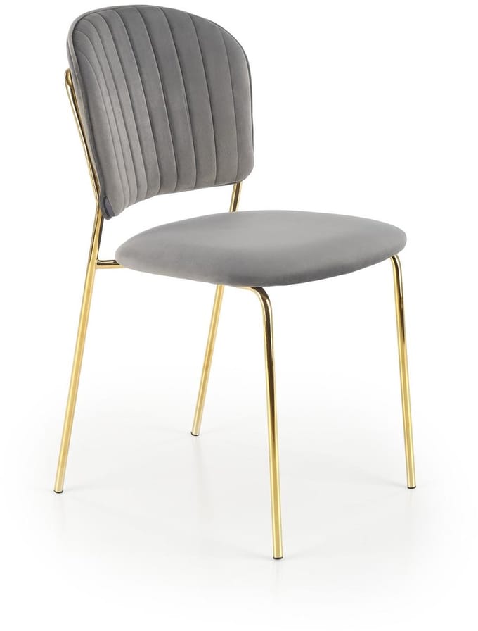 Luxury4Home W158 - Eetkamerstoel - Grijs Fluweel - Gouden Poten