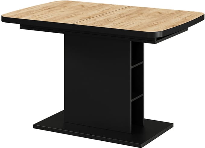 Vicco Eettafel Fenaro, Goudkleurig Eiken/Zwart, 120-160 x 80 cm 2 delen