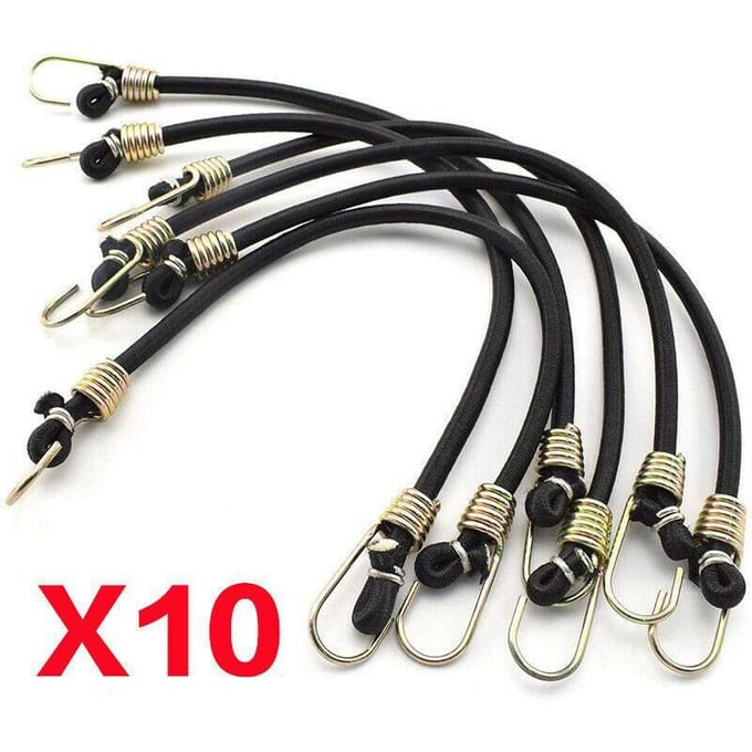 10 stuks elastische bungee-koorden verpakkingsriemen met haak bagagetouw 10pcs black