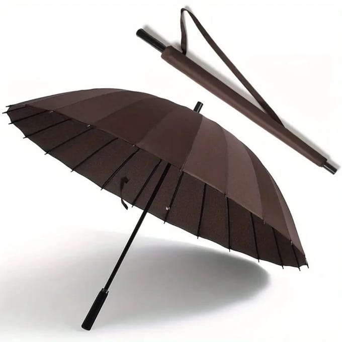 Nivard Moderne Golf Paraplu - Stormparaplu - Opvouwbaar - Windproof - Stormproef - UV Bescherming - Umbrella - Draagbaar - Bruin
