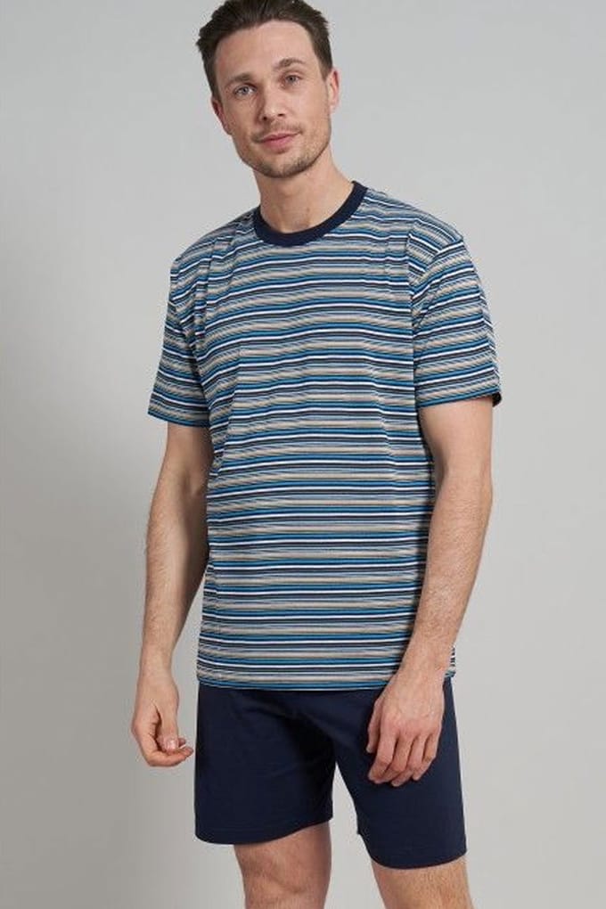 Gotzburg heren shortama - blauw gestreept