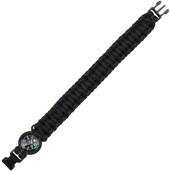 Paracord bracelet Kompas 8inch zwart