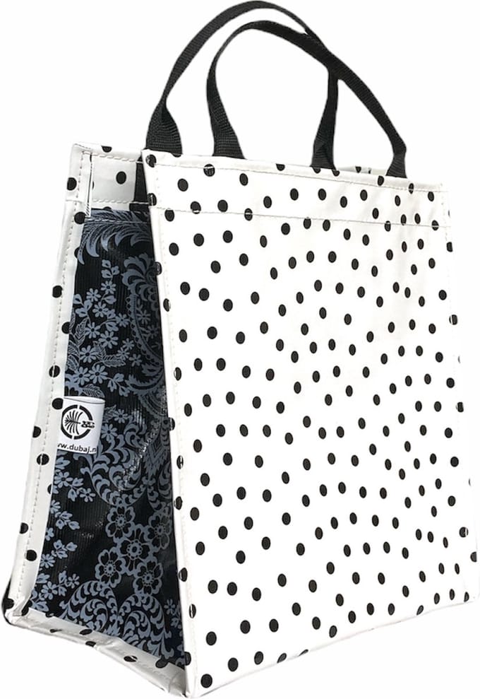 Atelier Du Baj Shopper van Mexicaans tafelzeil polka white