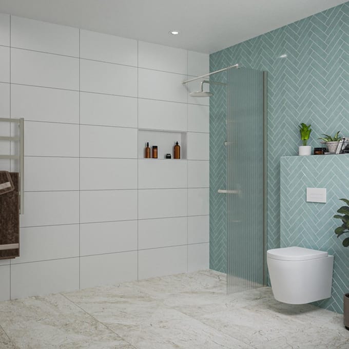 FugaFlow Eccelente Vetro inloopdouche badkamer - 50x200cm - ribbelglas - wandarm - geborsteld RVS