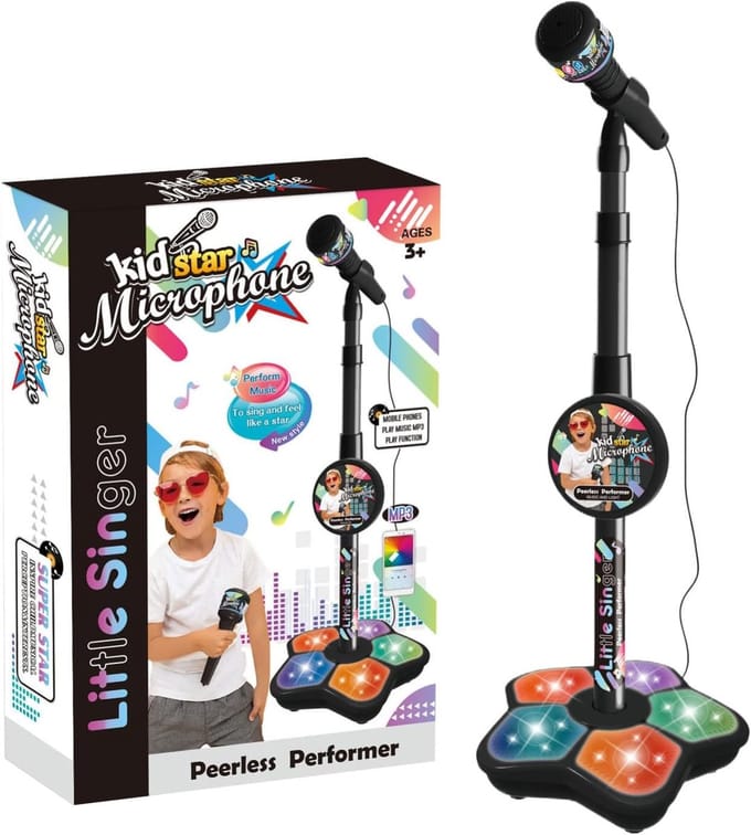 Microfoon met standaard - Karaoke microfoon - Feestjes en podium - Verstelbare hoogte - Tot 100 cm - Roze