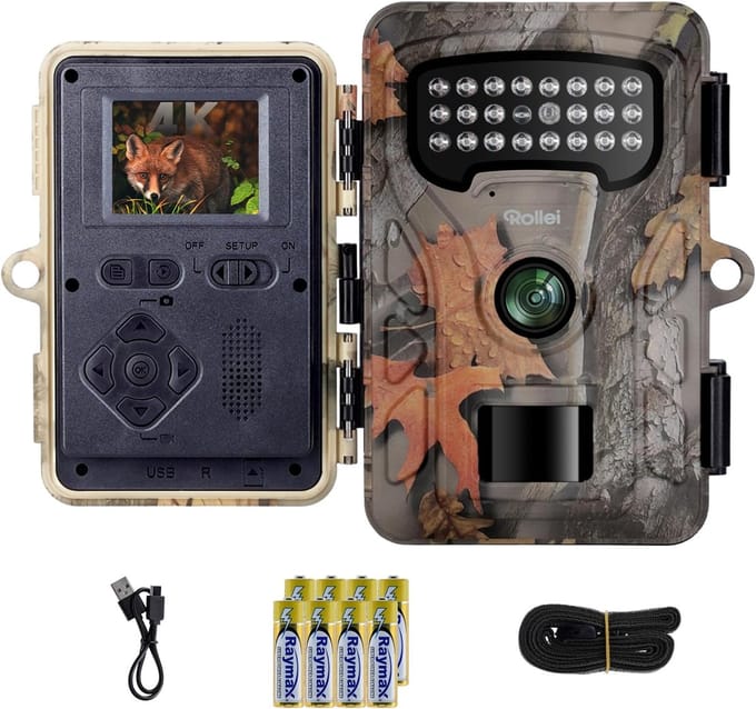 Wildlife Camera - Wildcamera Observatiecamera - Natuurlijk Gedrag Vastleggen - 0.4s Activeringstijd - 4K Video - Camouflage