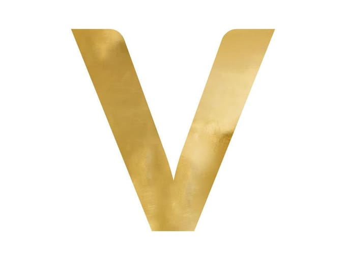Partydeco - Spiegel Letter V Goud - 61 x 60 cm