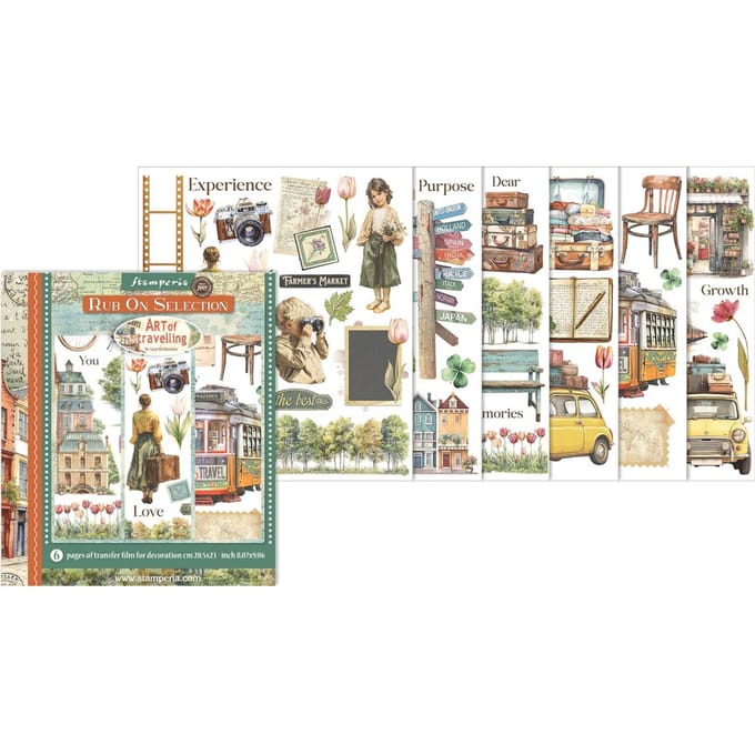 Stamperia - Art of Travelling Rub-On 20,5x23cm Assortment (6pcs) (DFLRBXG05)
