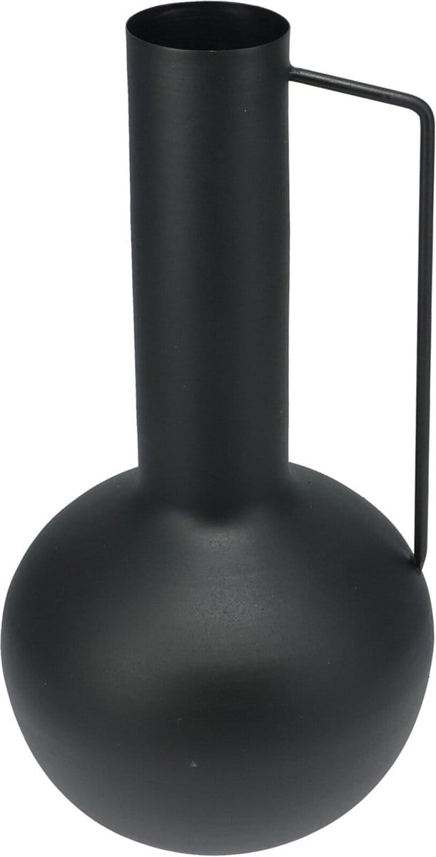 In & Out Deco Vaas - Metaal - Zwart - Hoog 34 cm - Rond 17 cm