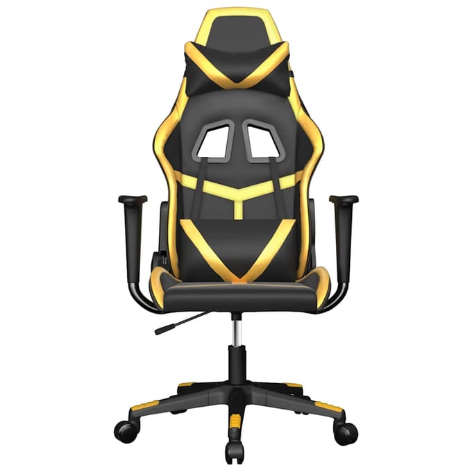 vidaXL - Massage - gamestoel - kunstleer - zwart - en - goudkleurig
