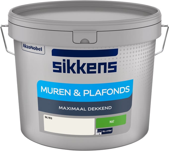Sikkens Muren En Plafonds Muurverf - Mat - Ral 9010 - 10l