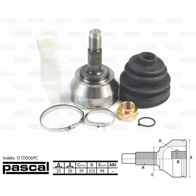 Homokineet reparatie set, aandrijfas PASCAL G1D006PC