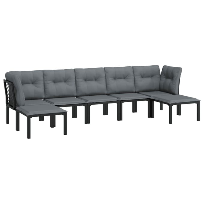 vidaXL - 7-delige - Loungeset - poly - rattan - zwart - en - grijs
