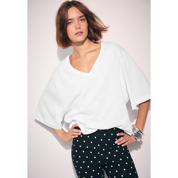 Stradivarius T-shirt met V-hals  Wit XS
