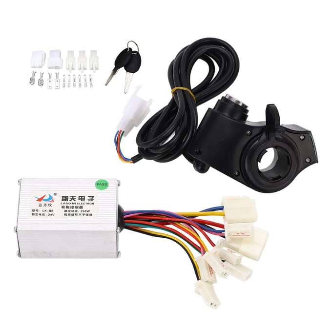 24V 250w Borstelmotor Controller Kit Digitaal Vermogensdisplay Duimgashendel met Sleutels voor Elektrisch white