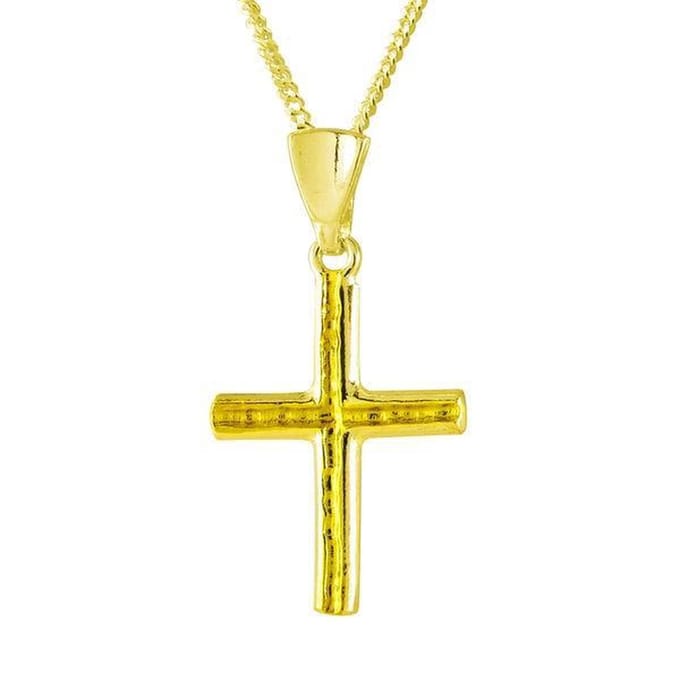 AuBor ®. Hanger. Goud. Gouden kruis met gold nuggets.
