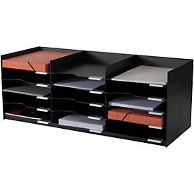 PAPERFLOW sorteerstation - polystyreen - voor A4 formaat - B 857 x D 330 x H 323 mm - zwart