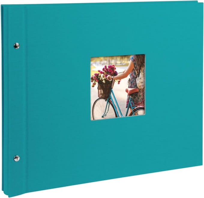 Uitbreidbaar Schroefalbum Turquoise Linnen - 40 Witte Pagina's en Pergamijn