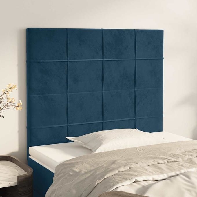 vidaXL - Hoofdbord - donkerblauw - 100x5x118/128 - cm - fluweel