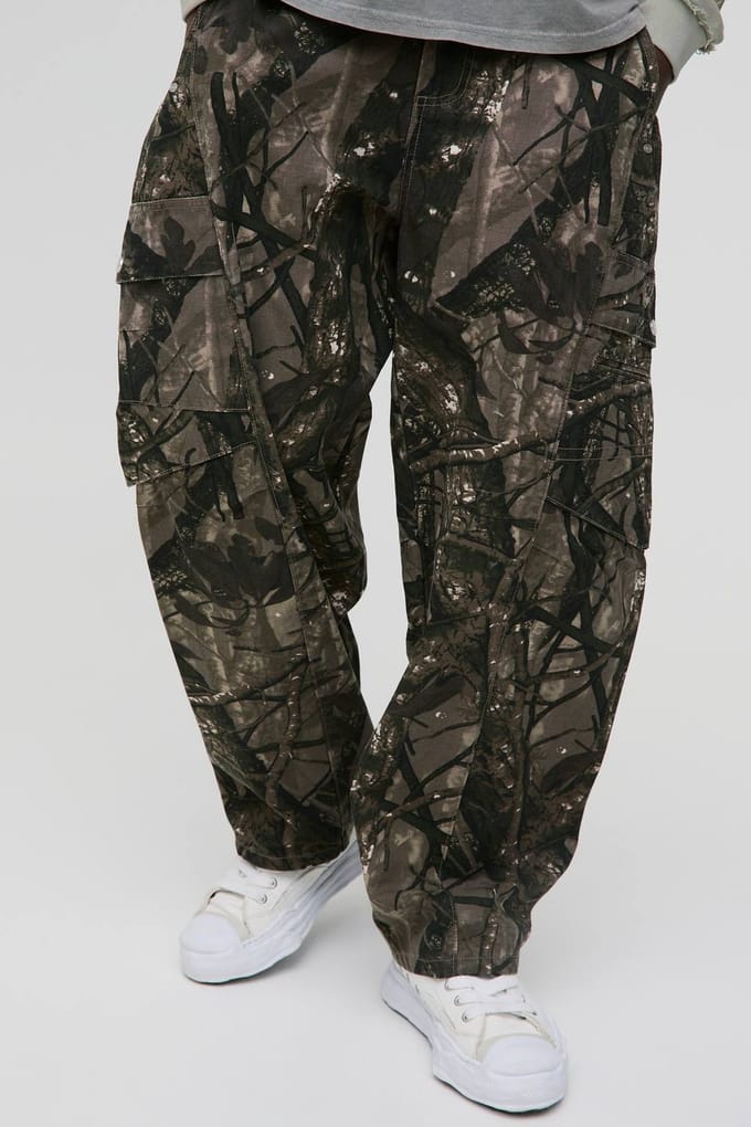 Balloon Forest Camo Cargo Trousers | Khaki | Size 44