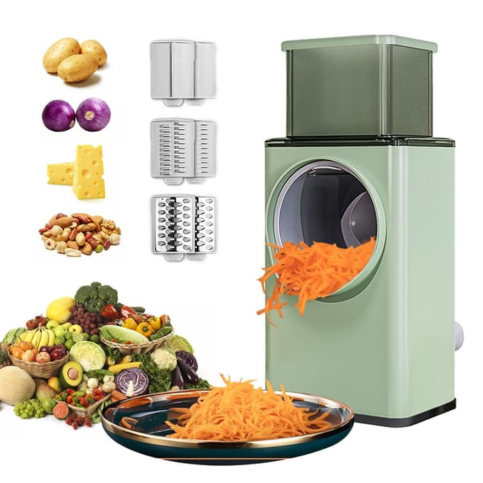Coupe-légumes multifonctionnel, hachoir, râpe à fromage rotative 3 en 1, broyeur, trancheur, broyeur à salade vert