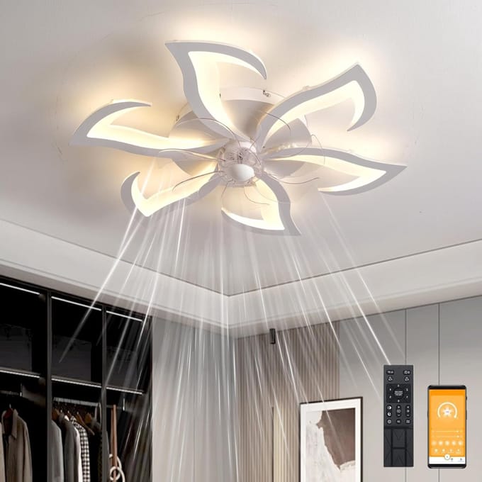 Zyrex® Plafonniere Met Ventilator - Plafondventilator - Plafondventilator Met Verlichting - Wit - 79cm x 79cm x 13cm
