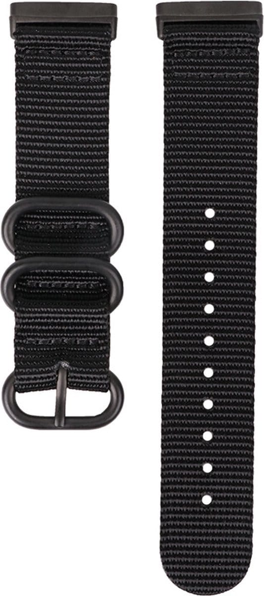 Nylon bandje - geschikt voor Fitbit Versa 4 / Sense 2 - zwart