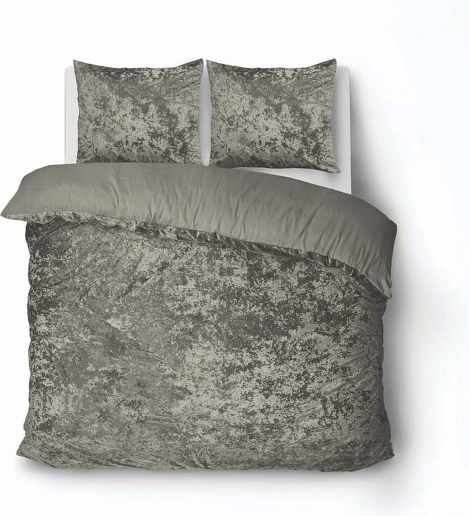 iSleep Dekbedovertrek Crushed Velvet - Eenpersoons - 140x200/220 cm - Zand