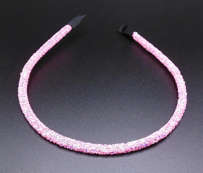 Diadeem roze tinten glitter dun