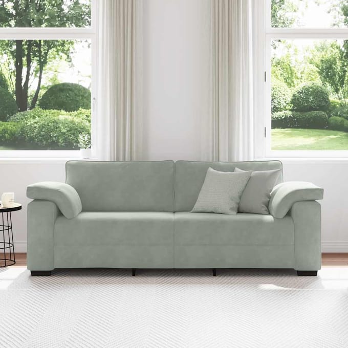 vidaXL - 3-zitsbank - 220x77x82 - cm - fluweel - lichtgrijs