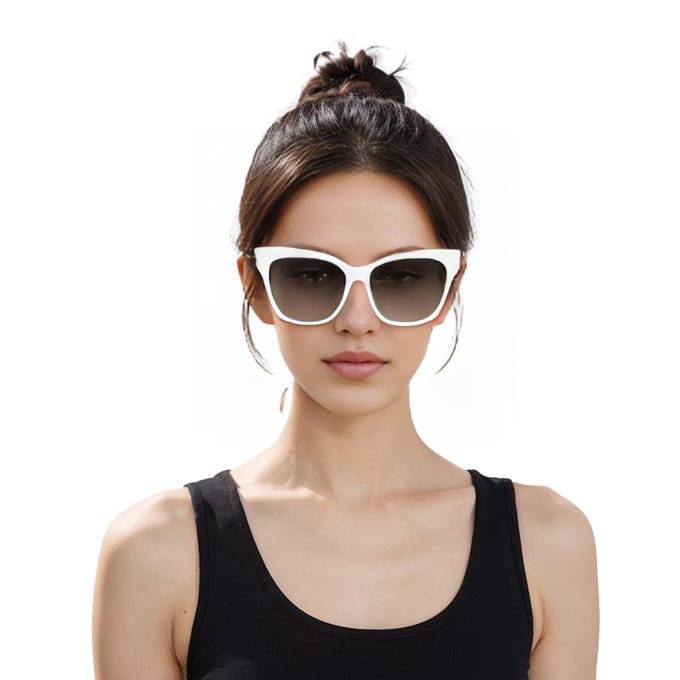 Lunettes de soleil Balenciaga avec verres bleus et monture blanche Lunettes de soleil femme BB0102SA-004-57 Basic Packaging-Eyeglass Case white