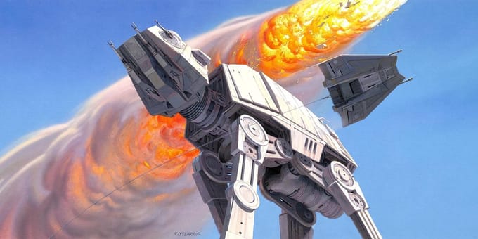 Fotobehang - Star Wars Classic RMQ Hoth Battle AT-AT 500x250cm - Vliesbehang