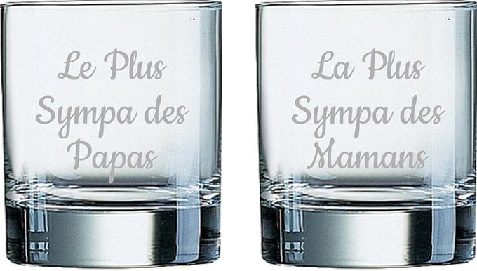 Whiskeyglas gegraveerd - 20cl - Le Plus Sympa des Papas & La Plus Sympa des Mamans