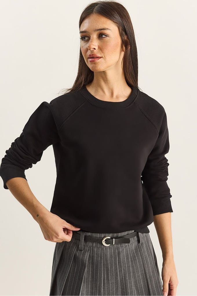 Ontspannen Pasvorm Crewneck Gebreid Sweatshirt