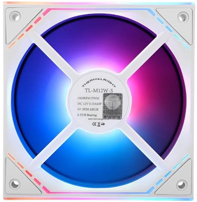 120mm ARGB CPU Fan for Superior Cooling Performance - 1500 RPM White Computer Case Fan