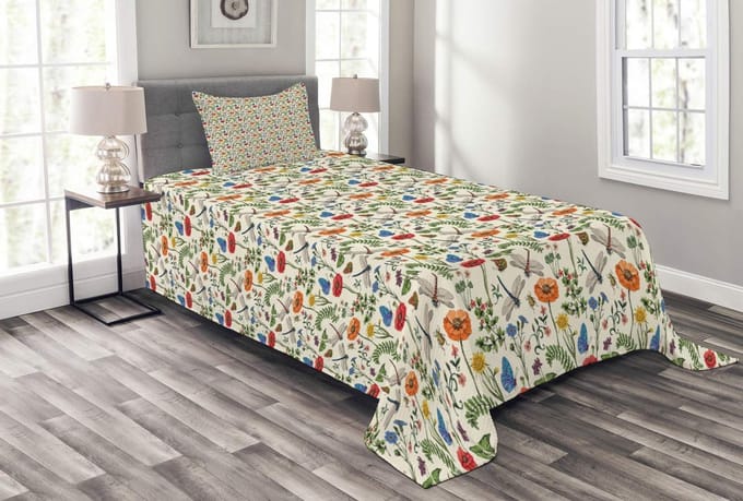 ABAKUHAUS Botanische dekenset – 170x220 cm – Inclusief kussenslopen