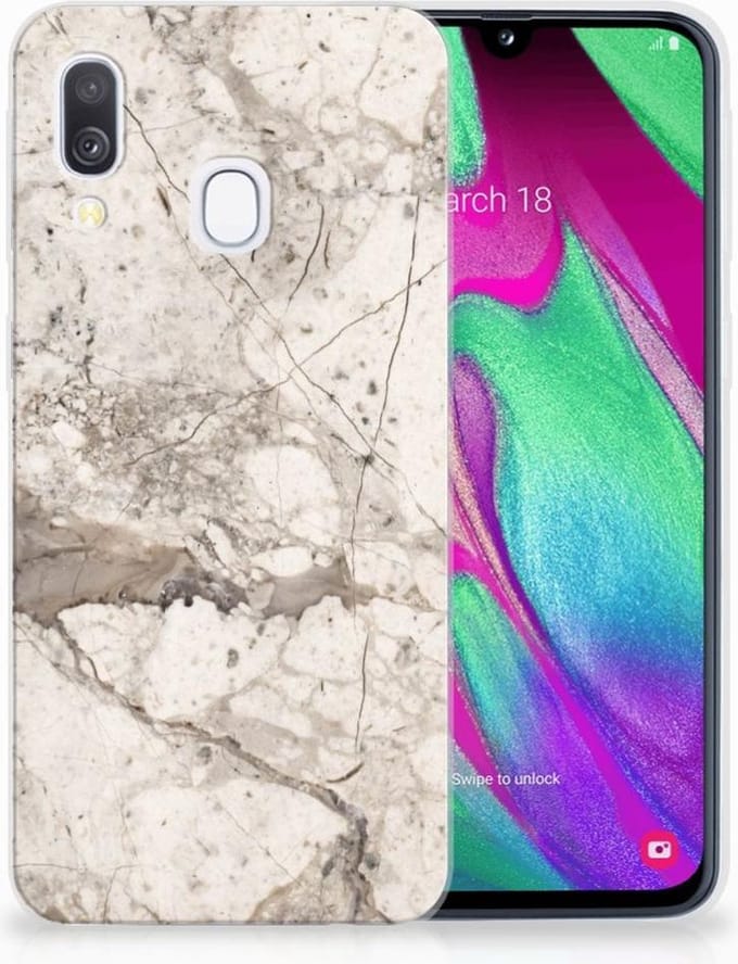 Samsung Galaxy A40 TPU Siliconen Hoesje Marmer Beige