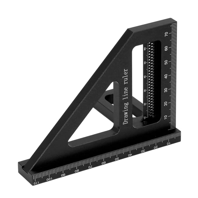 Règle de mesure multi-angles 3D 45 90 degrés Alliage d'aluminium Équerre de menuiserie Rapporteur d'onglet black