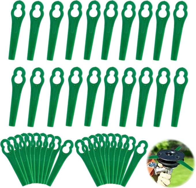 60 plastic vervangmesjes voor grastrimmers – GROEN /ean=sku ©promoballon